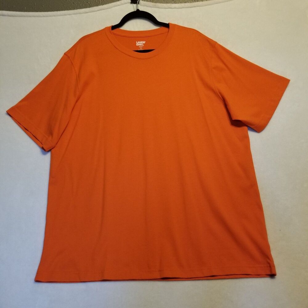 Lands' End Men's XL T Shirt Cotton Blaze Orange Safety Hi Visibility Hunting
